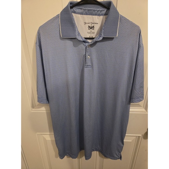 Hickey Freeman Other - Hickey Freeman Golf Mens XL Polo Shirt Blue White Martini‎ Wine Cocktail Stretch